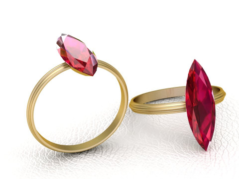 Gold gemstone ring 3D Print Model