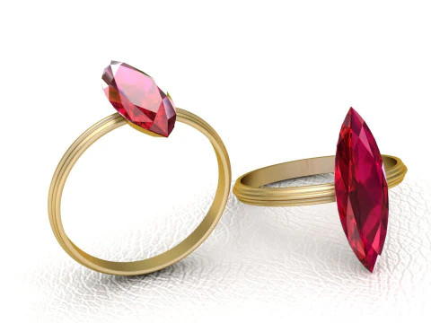 Bague pierre pr&eacute;cieuse en or Modèles 3D en vedette