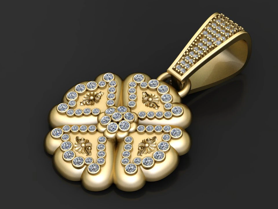 Floral pendant design 3D Print Model .c4d .max .obj .3ds .fbx .stl .blend
