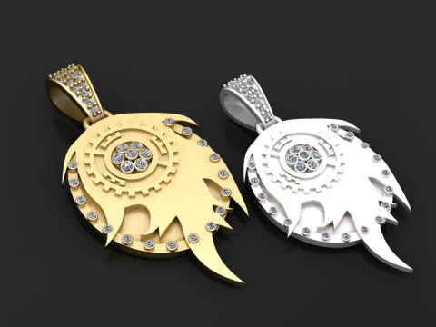 Подвеска-шестеренка с пламенем 3D Принт Модель