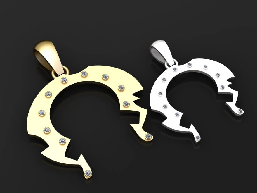 Abstract crescent pendant 3D Print Model .c4d .max .obj .3ds .fbx .stl .blend 