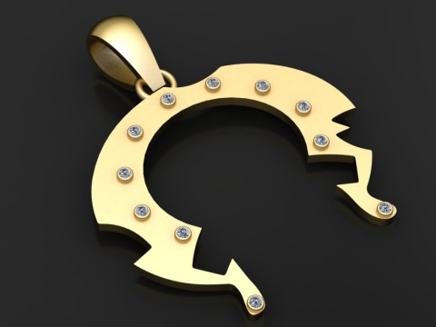 Abstract crescent pendant 3D Print Model
