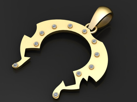 Abstract crescent pendant 3D Print Model