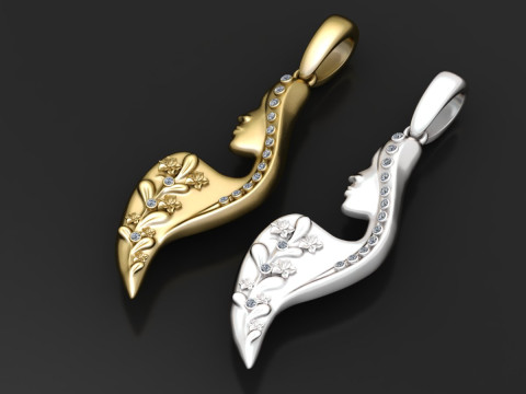 Elegant artistic pendant Modèles 3D en vedette