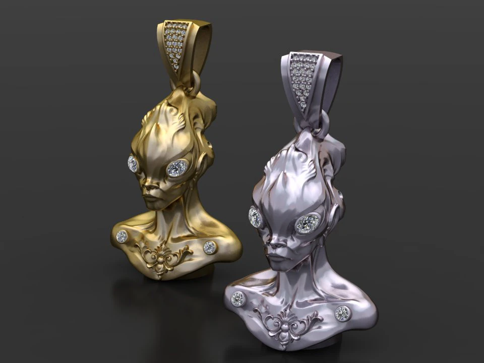 Alien queen pendant 3D Print Model .c4d .max .obj .3ds .fbx .stl .blend 