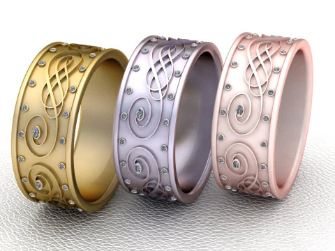 Спиральное кольцо из розового золота 3D Принт Модель