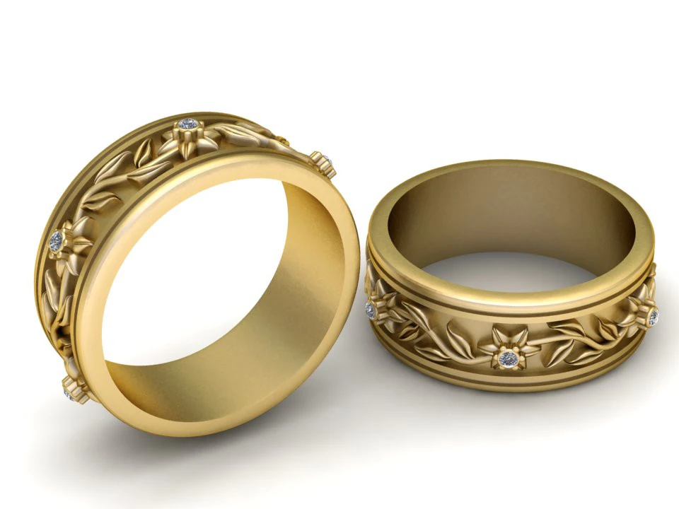 Leaf and flower ring 3D Print Model .c4d .max .obj .3ds .fbx .stl .blend 
