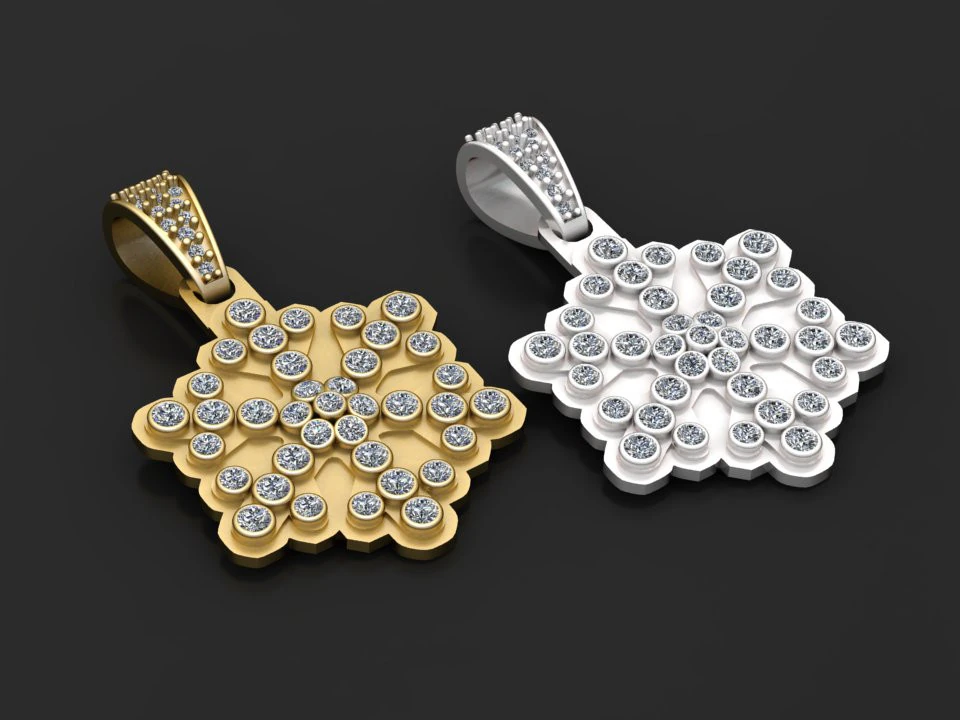 Floral diamond pendant 3D Print Model .c4d .max .obj .3ds .fbx .stl .blend
