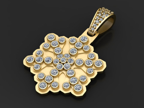 Floral diamond pendant 3D Print Model