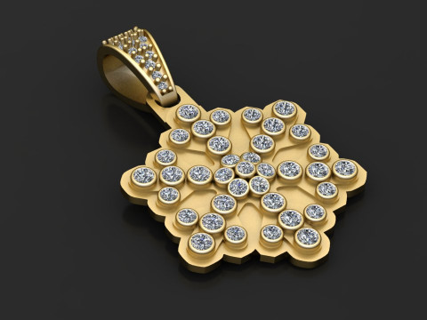 Floral diamond pendant 3D Print Model