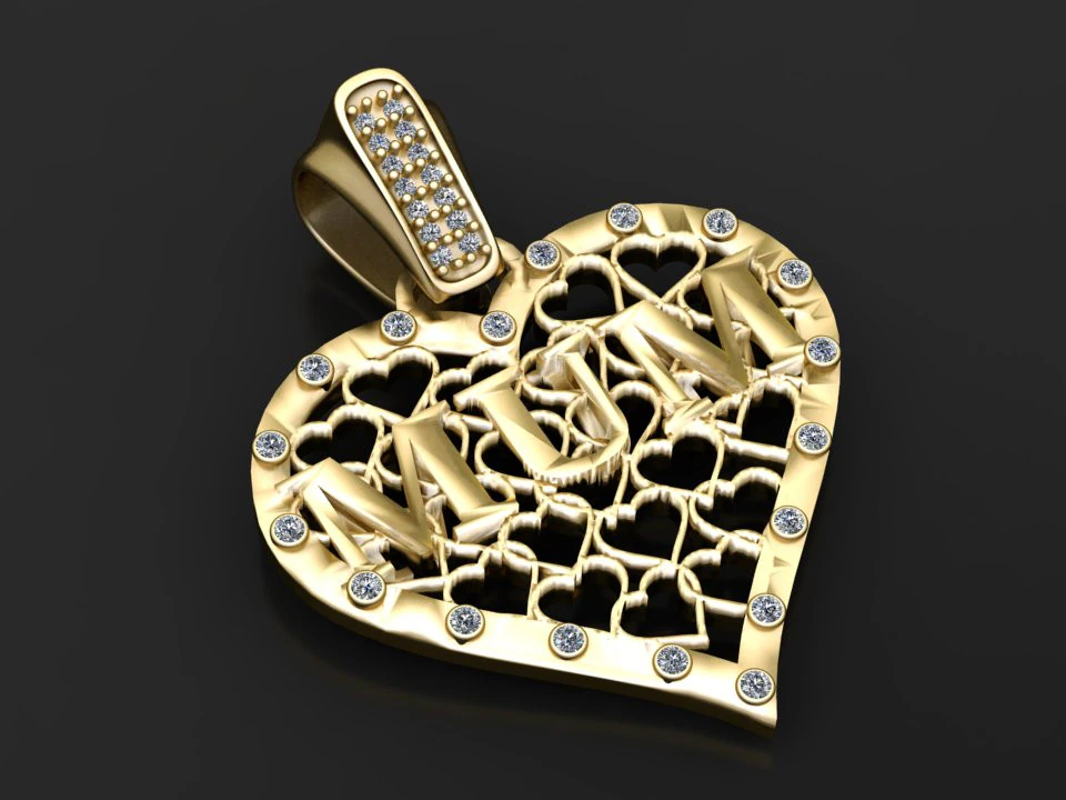 Lattice heart pendant 3D Print Model .c4d .max .obj .3ds .fbx .stl .blend 