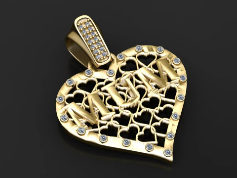 Lattice heart pendant 3D Print Model