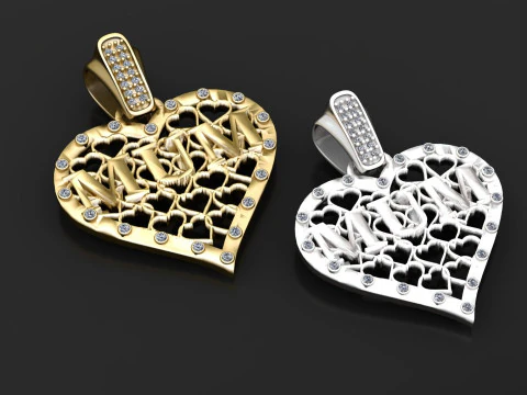 Lattice heart pendant 3D Print Model