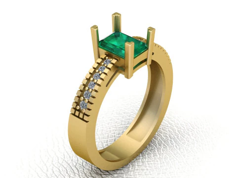 Gold engagement ring 3D Print Model