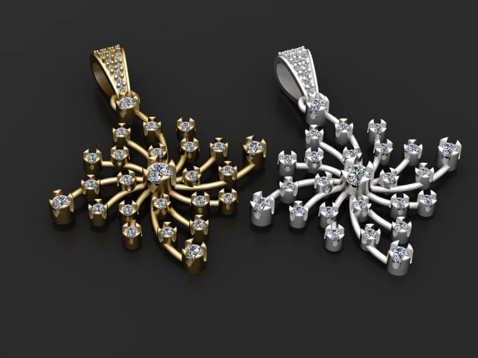 Diamond studded star pendant 3D Print Model .c4d .max .obj .3ds .fbx .stl .blend 