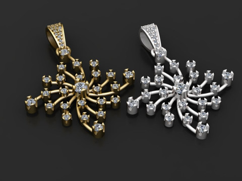 Diamond studded star pendant 3D Print Model