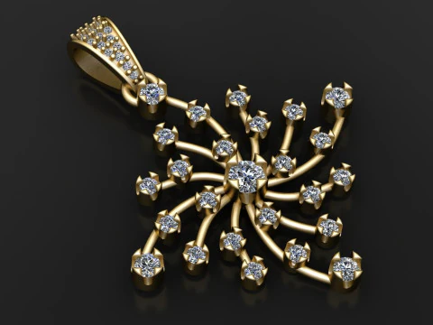 Diamond studded star pendant 3D Print Model