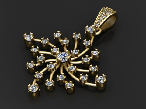 Diamond studded star pendant 3D Print Model