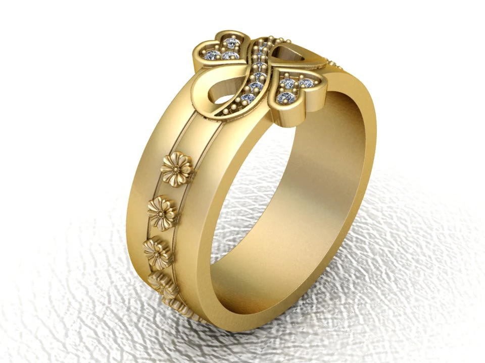 HEART DESIGN RING 3D Print Model .c4d .max .obj .3ds .fbx .stl .blend