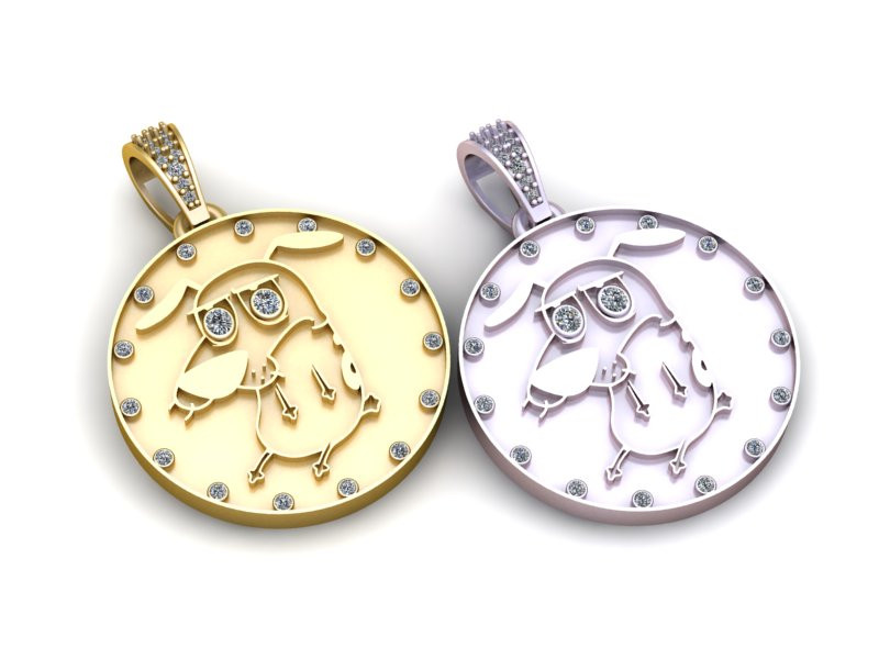Cartoon dog pendant 3D printmodel .c4d .max .obj .3ds .fbx .stl .blend