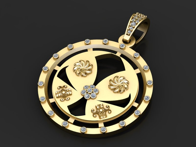 골드 디자이너 펜던트 3D 프린트 모델 .c4d .max .obj .3ds .fbx .stl .blend