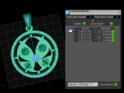 골드 디자이너 펜던트 3D 프린트 모델