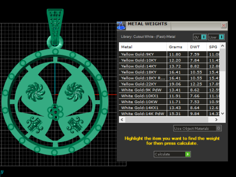 골드 디자이너 펜던트 3D 프린트 모델