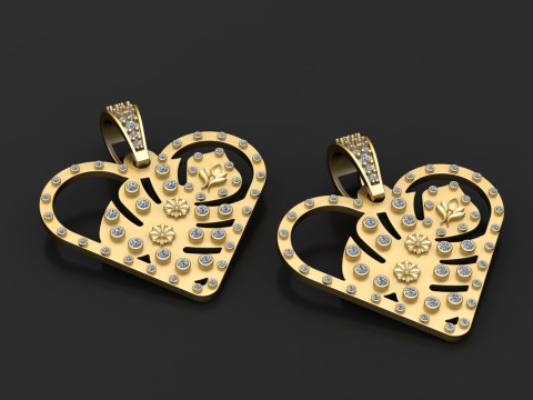 Gold heart pendant 3D 打印模型