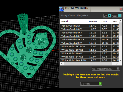 Gold heart pendant 3D 打印模型