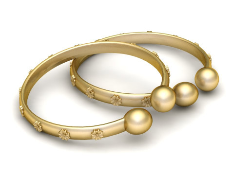 Gold floral bangle 3D 打印模型