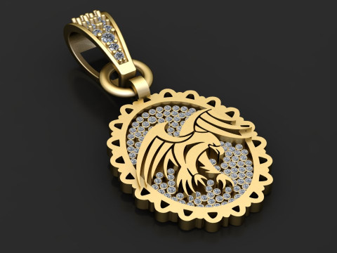 Diamond Studded Pendant 3D Print Model