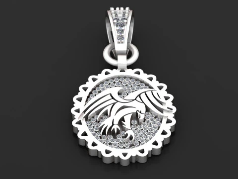 Diamond Studded Pendant 3D Print Model