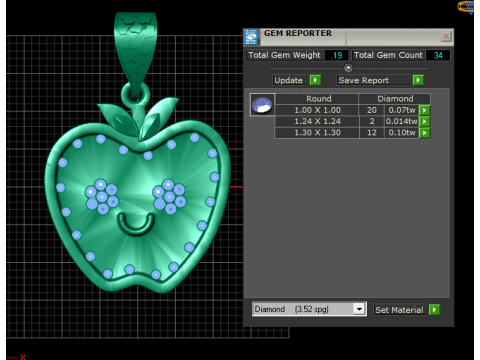 Diamond Studded Pendant 3D Print Model