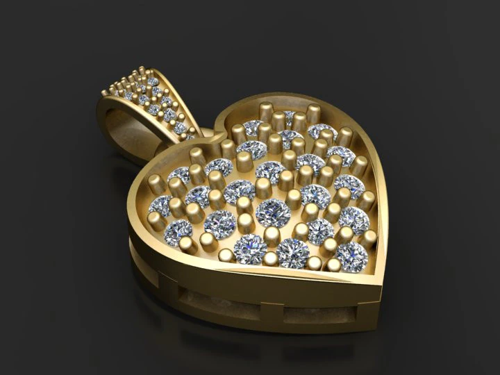 Heart Diamond Pendant 3D Print Model .c4d .max .obj .3ds .fbx .stl .blend