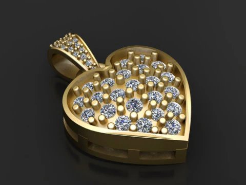 Liontin Berlian Hati Model Cetak 3D