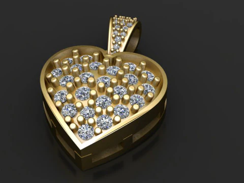 Heart Diamond Pendant 3D Print Model
