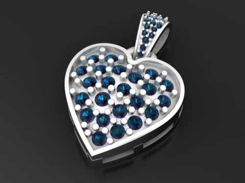 Heart Diamond Pendant 3D Print Model