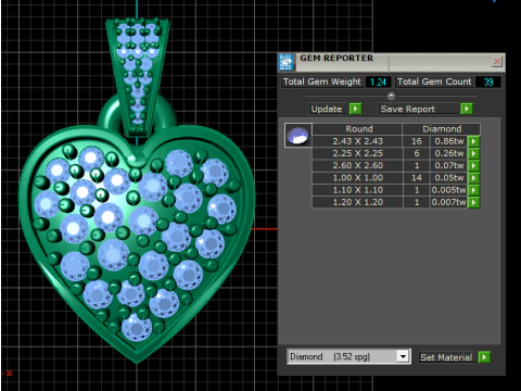 Heart Diamond Pendant 3D Print Model