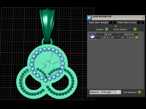 Floral Gold Pendant 3D Print Model
