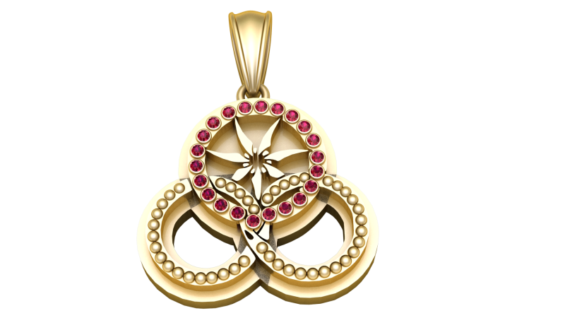 Floral Gold Pendant 3D Print Model .c4d .max .obj .3ds .fbx .stl .blend