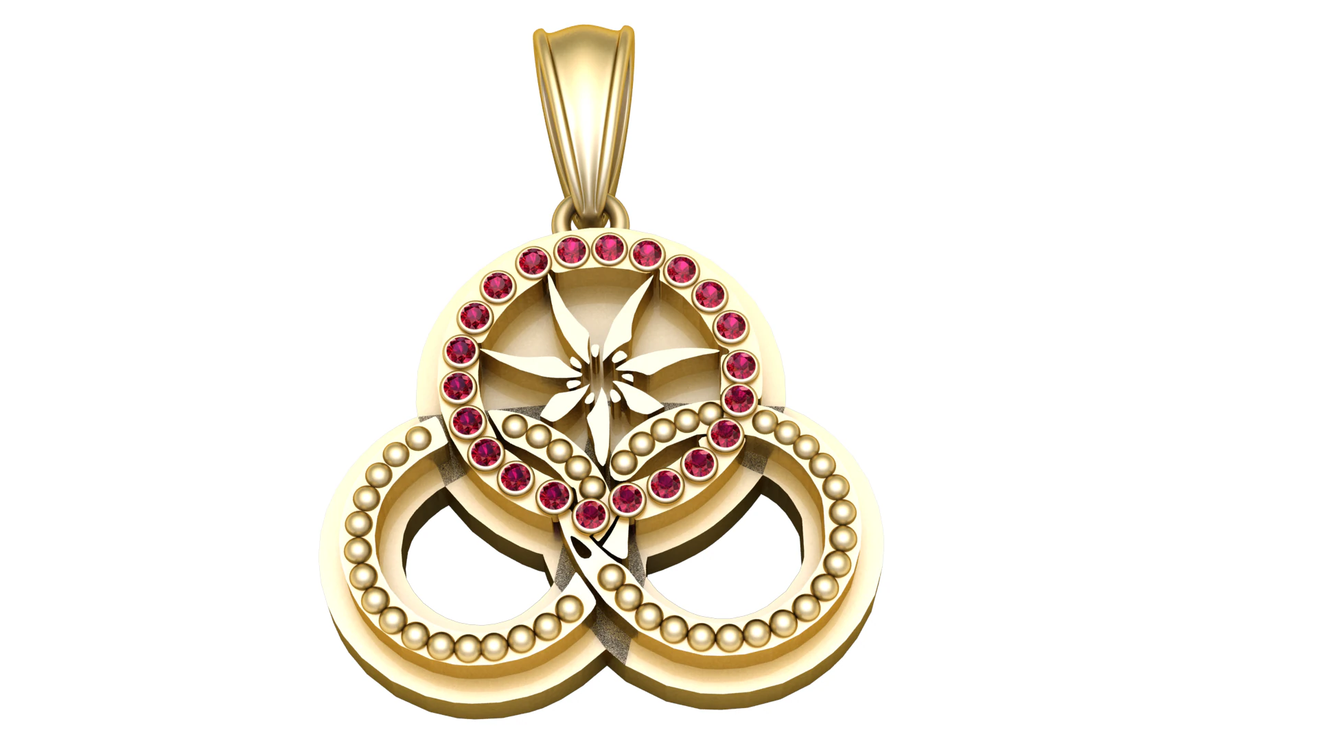 Floral Gold Pendant 3D Print Model .c4d .max .obj .3ds .fbx .stl .blend