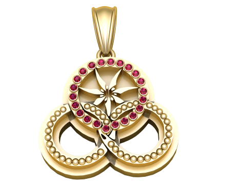 Floral Gold Pendant 3D Print Model