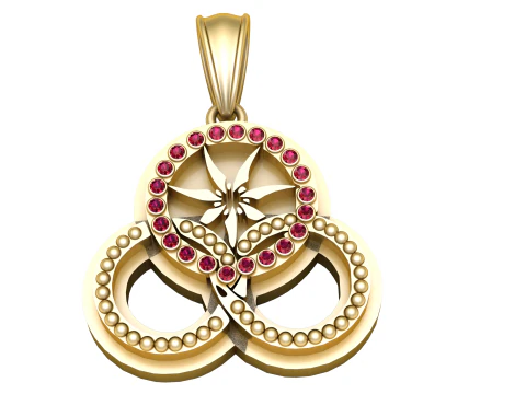 Ciondolo floreale in oro Modello di stampa 3D