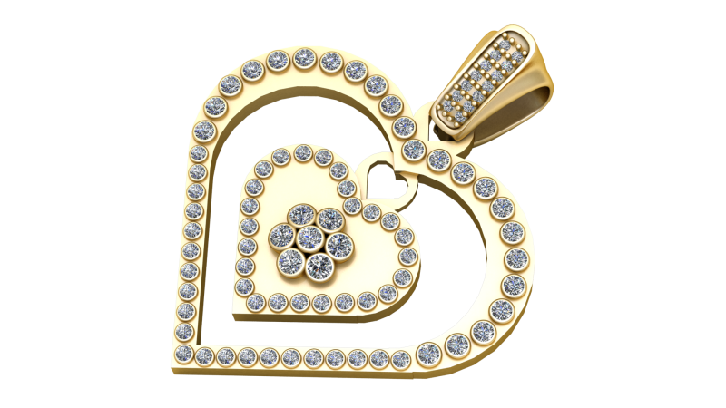 Double Heart Pendant 3D 프린트 모델 .c4d .max .obj .3ds .fbx .stl .blend