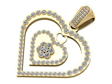 Double Heart Pendant 3D Print Model
