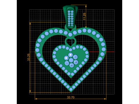 Double Heart Pendant 3D Print Model
