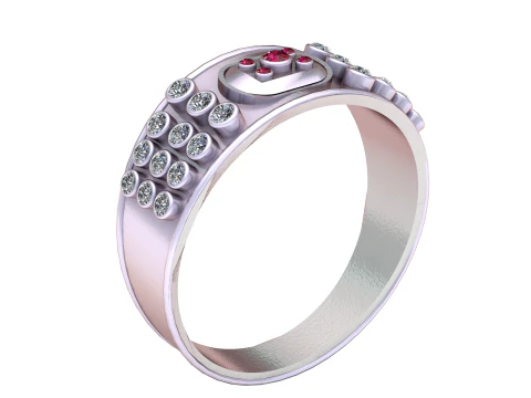 Diamond Cluster Ring 3D Print Model