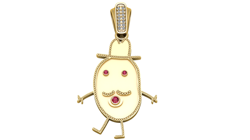 Ruby Studded Pendant 3D Принт Модель .c4d .max .obj .3ds .fbx .stl .blend
