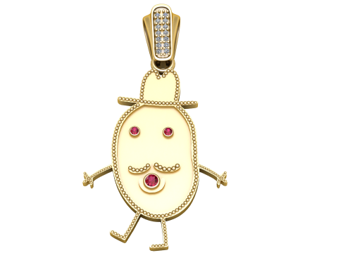 Ruby Studded Pendant 3D Print Model