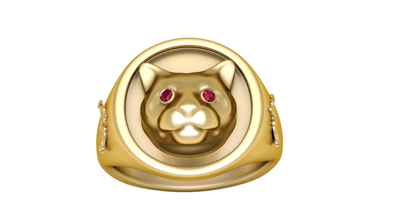 Золота каблучка з котом 3D Принт Модель .c4d .max .obj .3ds .fbx .stl .blend